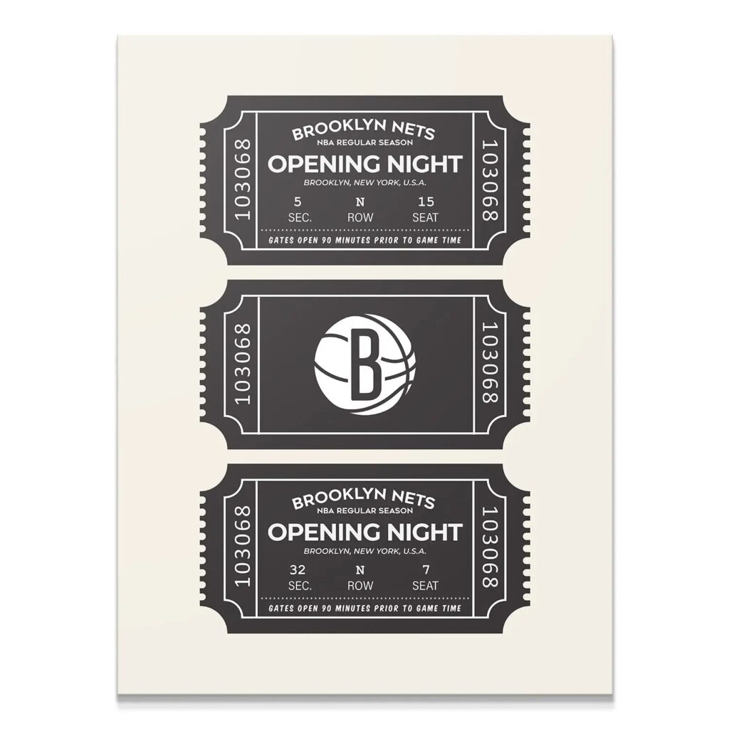 Brooklyn Nets Vintage Ticket Wall Art - NBA Canvas