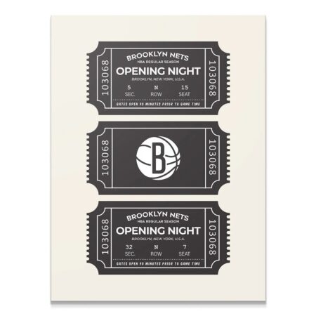 Brooklyn Nets Vintage Ticket Wall Art - NBA Canvas - Premium NBA Basketball Canvas Wall Art by MasterPeaceWall