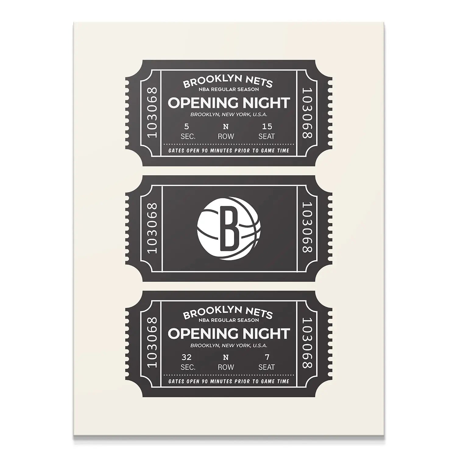 Brooklyn Nets Vintage Ticket Wall Art - NBA Canvas - Premium NBA Basketball Canvas Wall Art by MasterPeaceWall