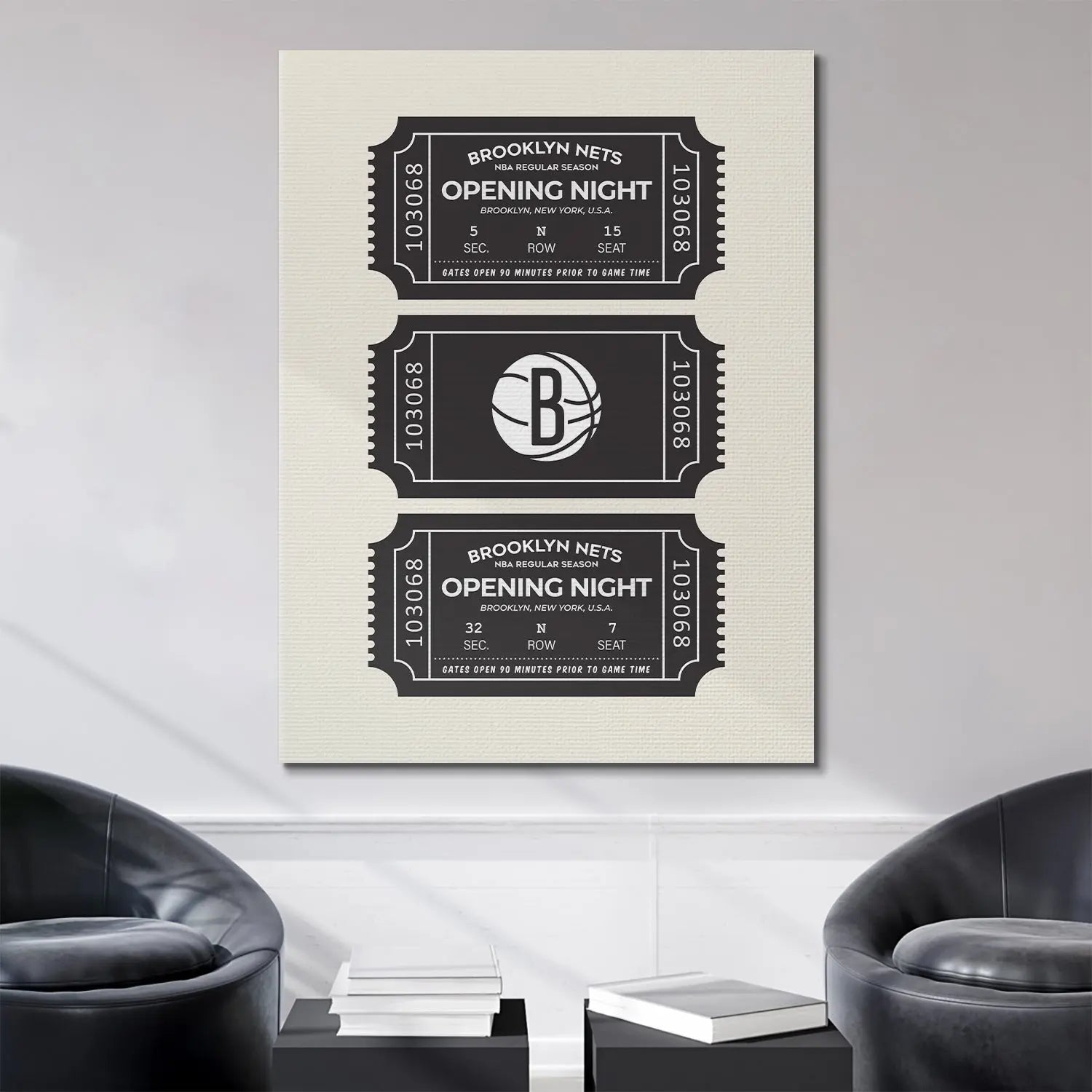 Brooklyn Nets Vintage Ticket Wall Art - NBA Canvas - Premium NBA Basketball Canvas Wall Art by MasterPeaceWall