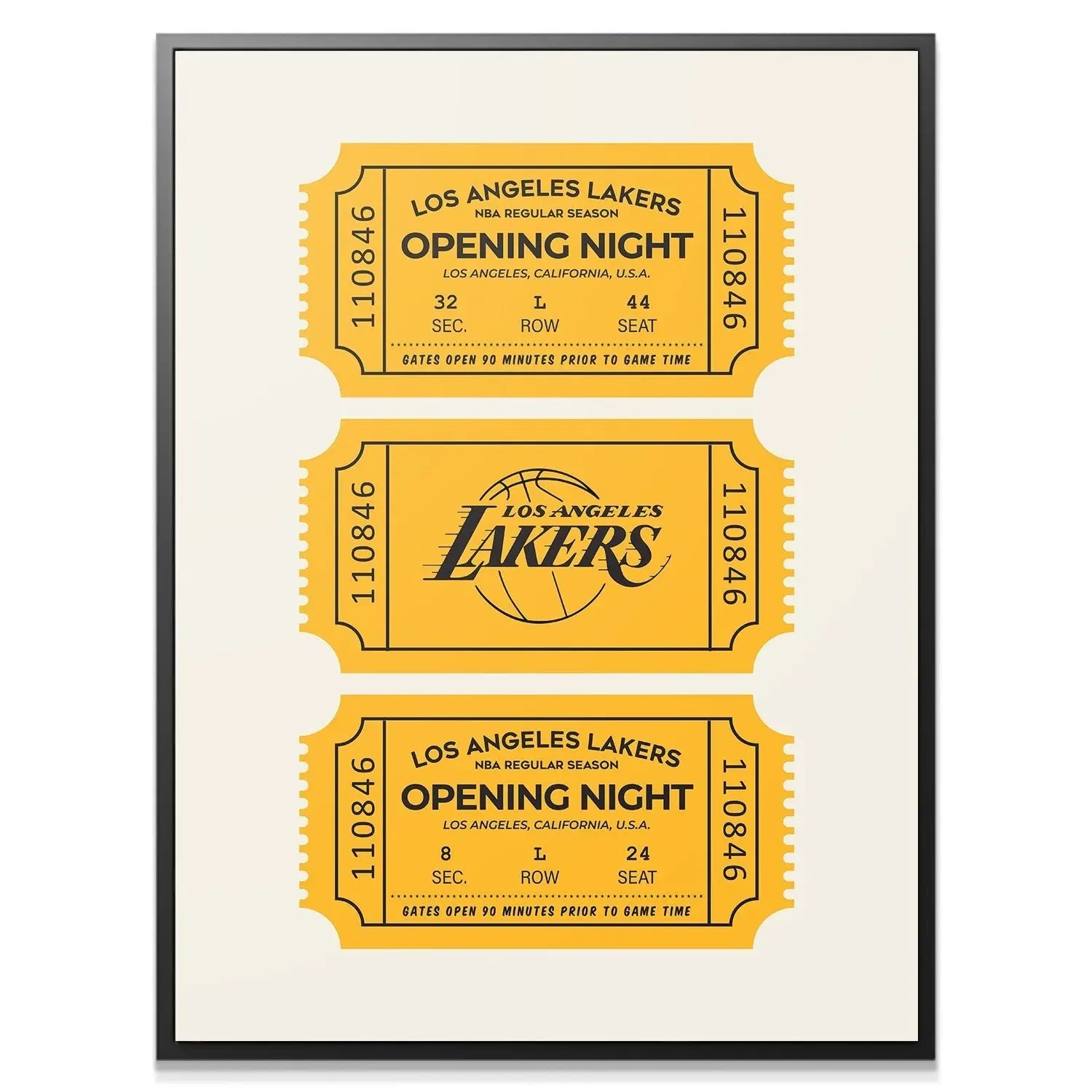 Los Angeles Lakers Vintage Ticket Wall Art - NBA Canvas - Premium NBA Basketball Canvas Wall Art by MasterPeaceWall