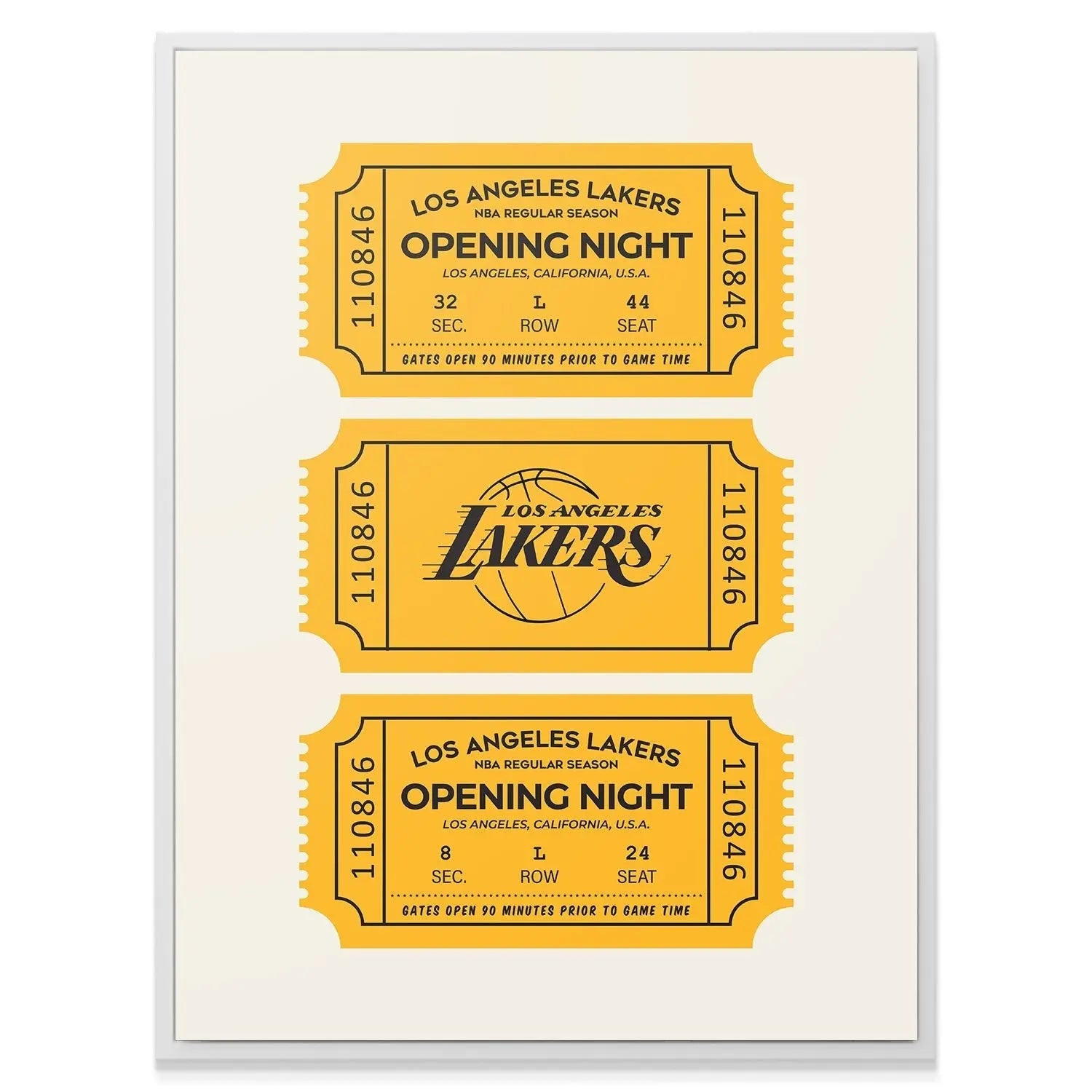 Los Angeles Lakers Vintage Ticket Wall Art - NBA Canvas - Premium NBA Basketball Canvas Wall Art by MasterPeaceWall