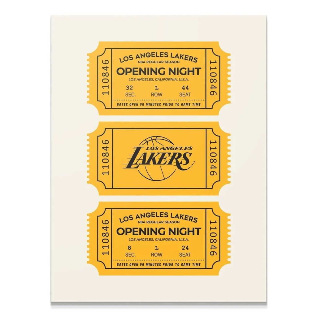 Los Angeles Lakers Vintage Ticket Wall Art - NBA Canvas