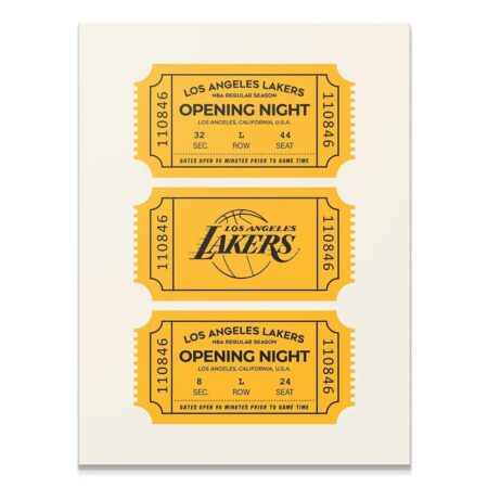 Los Angeles Lakers Vintage Ticket Wall Art - NBA Canvas - Premium NBA Basketball Canvas Wall Art by MasterPeaceWall