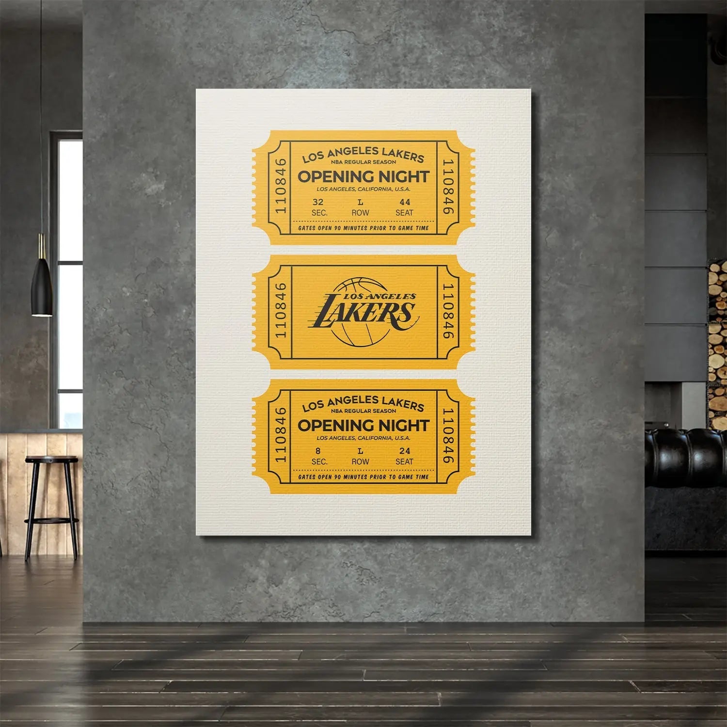 Los Angeles Lakers Vintage Ticket Wall Art - NBA Canvas - Premium NBA Basketball Canvas Wall Art by MasterPeaceWall