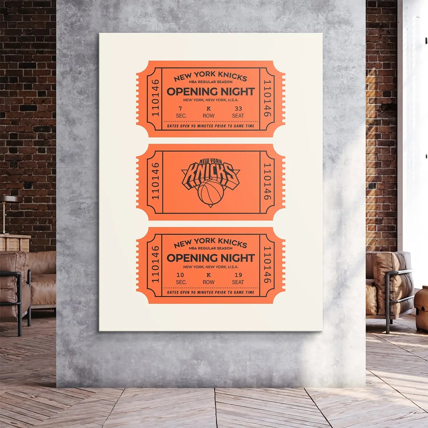 New York Knicks Vintage Ticket Wall Art - NBA Canvas - Premium NBA Basketball Canvas Wall Art by MasterPeaceWall