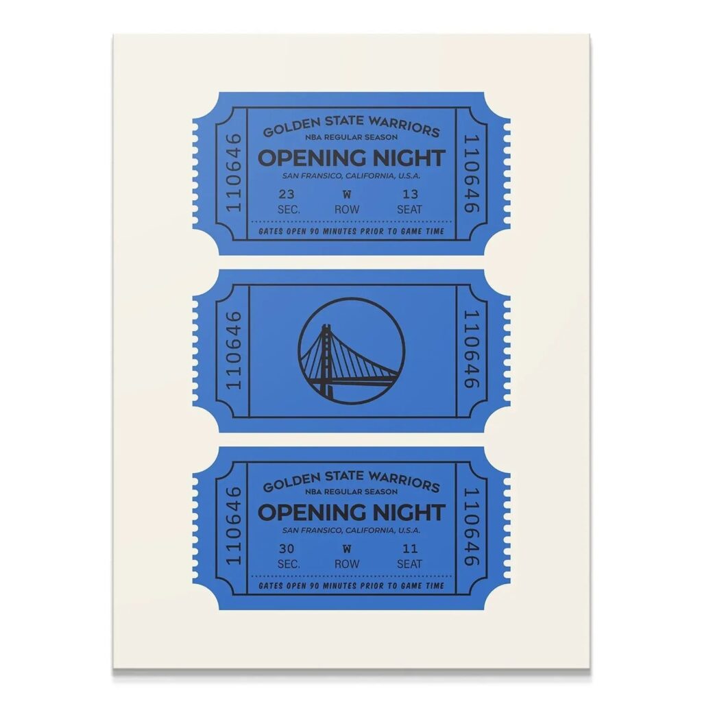 Golden State Warriors Vintage Ticket Wall Art - NBA Canvas