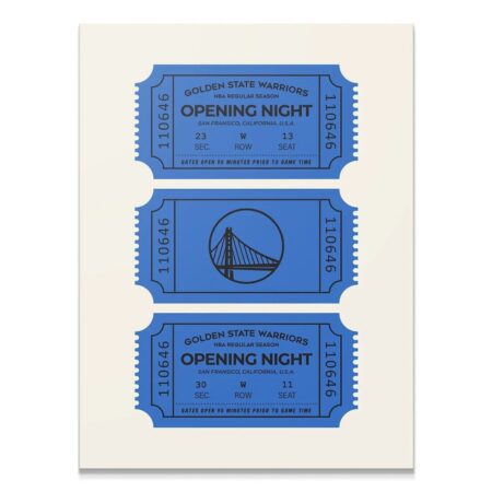 Golden State Warriors Vintage Ticket Wall Art - NBA Canvas - Premium NBA Basketball Canvas Wall Art by MasterPeaceWall