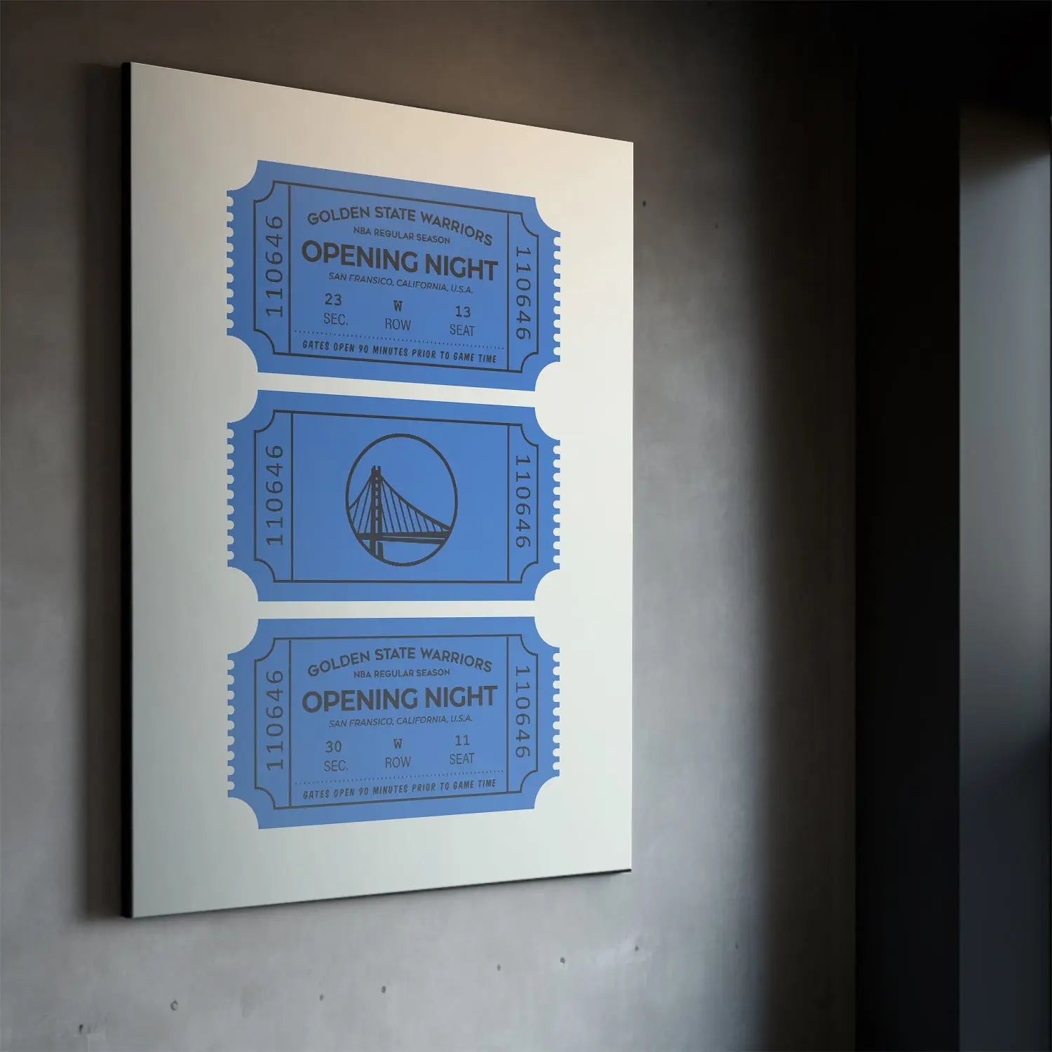 Golden State Warriors Vintage Ticket Wall Art - NBA Canvas - Premium NBA Basketball Canvas Wall Art by MasterPeaceWall