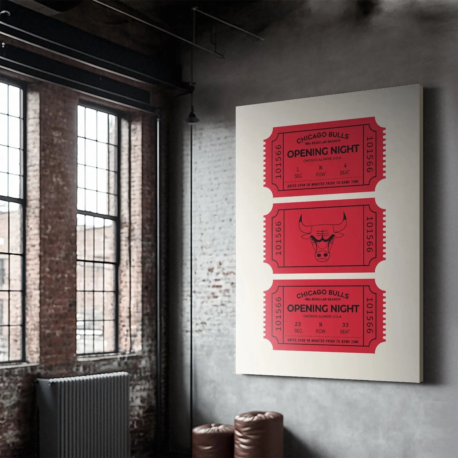 Tickets - Bulls - Premium NBA Basketball Canvas Wall Art by MasterPeaceWall