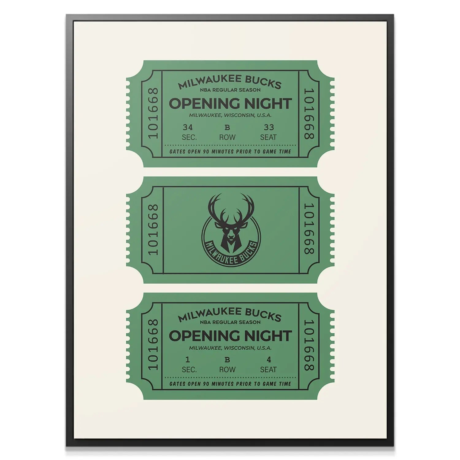 Tickets - Bucks - Premium NBA Basketball Canvas Wall Art by MasterPeaceWall