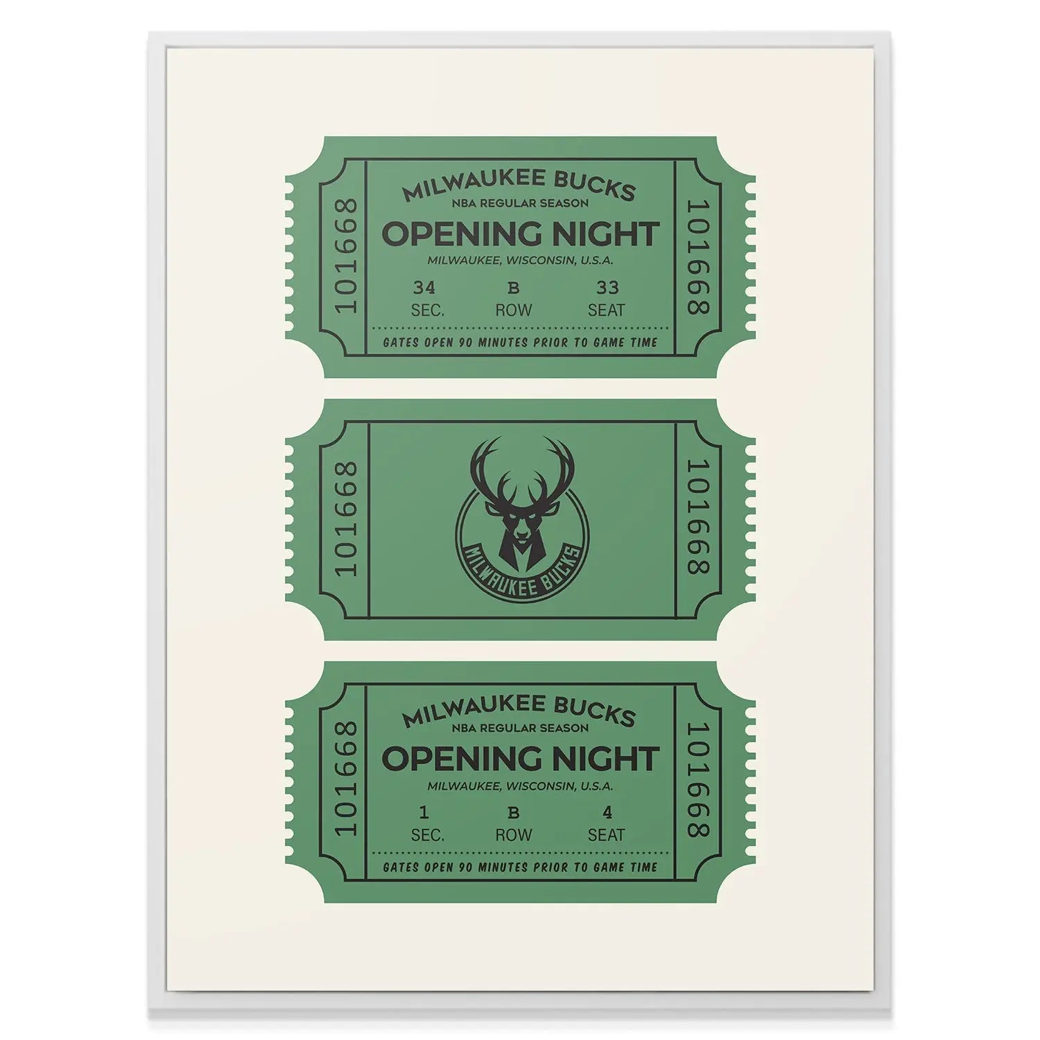 Tickets - Bucks - Premium NBA Basketball Canvas Wall Art by MasterPeaceWall