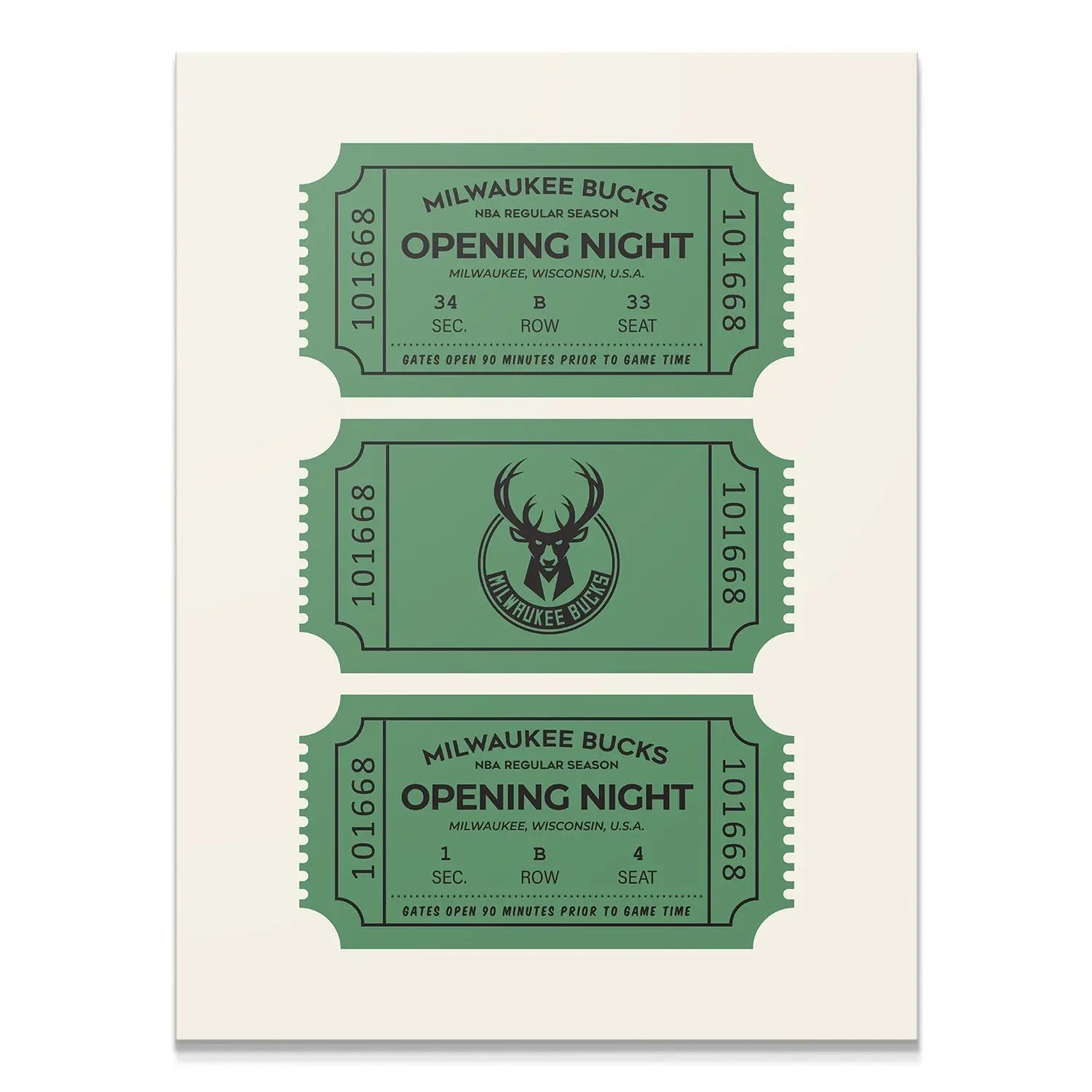 Tickets - Bucks - Premium NBA Basketball Canvas Wall Art by MasterPeaceWall