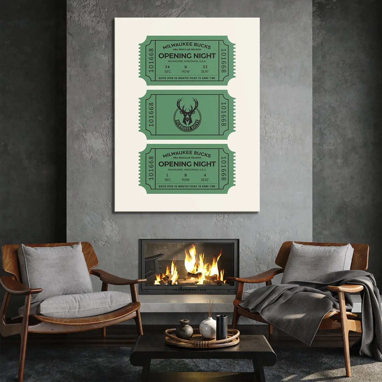 Tickets - Bucks - Premium NBA Basketball Canvas Wall Art by MasterPeaceWall