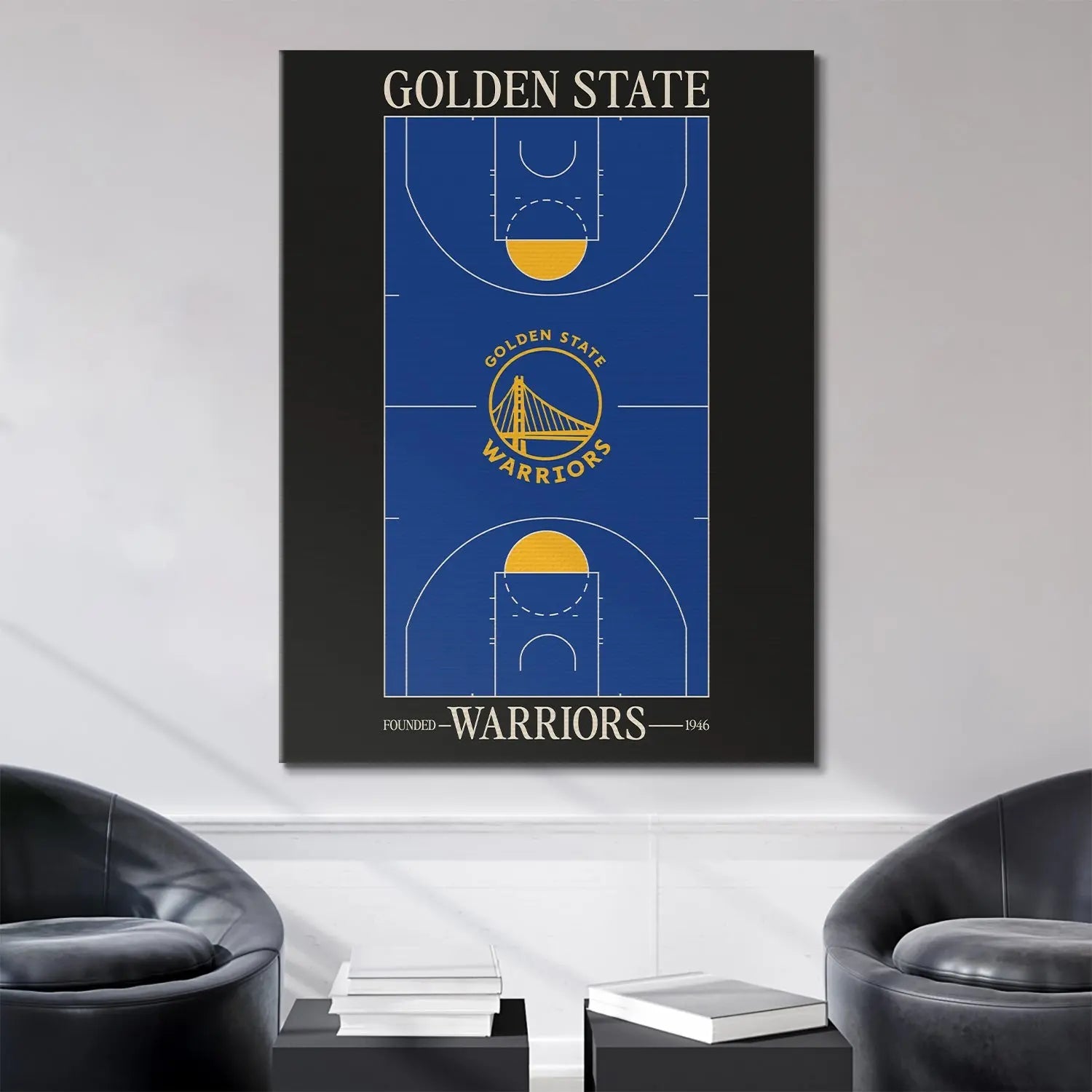 Golden State Warriors Top Court Wall Art - NBA Canvas - Premium NBA Basketball Canvas Wall Art by MasterPeaceWall