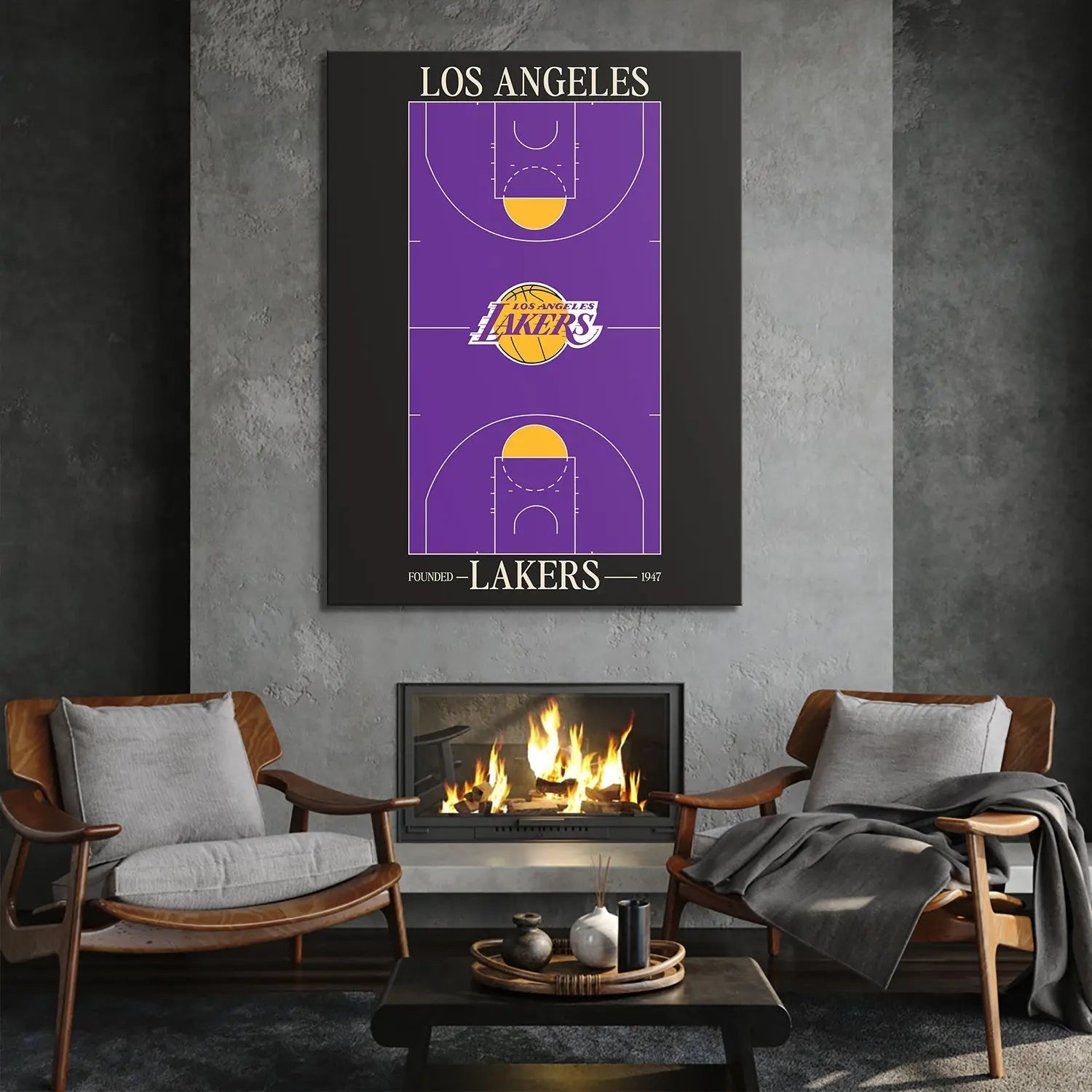 Los Angeles Lakers Top Court Wall Art - NBA Canvas - Premium NBA Basketball Canvas Wall Art by MasterPeaceWall