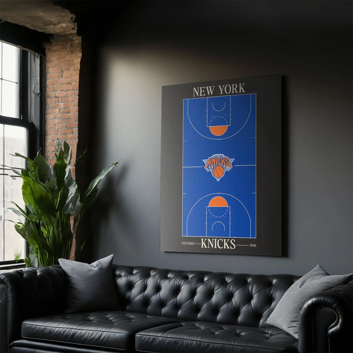 Top Court Design - Knicks - Premium NBA Basketball Canvas Wall Art by MasterPeaceWall