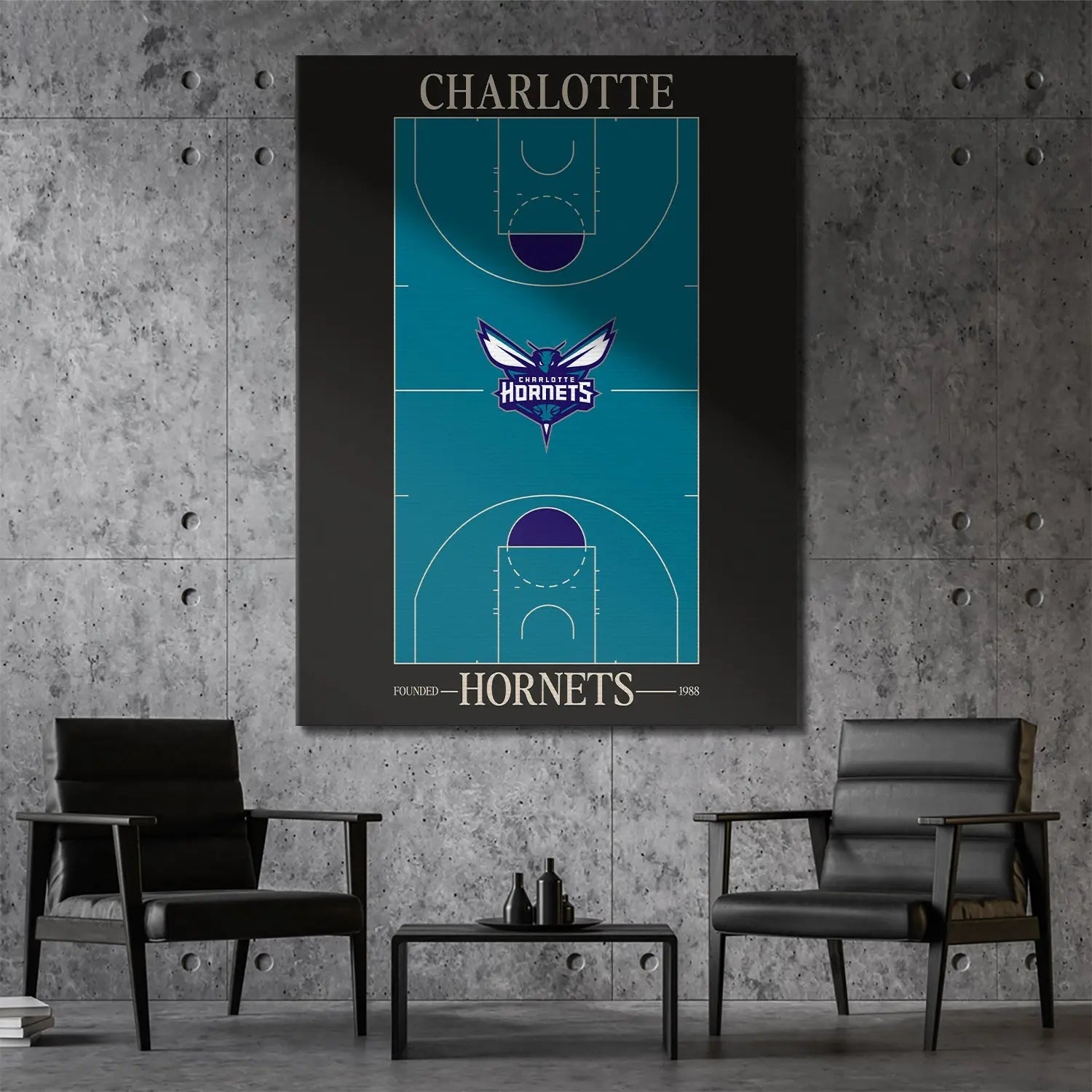 Top Court Design - Hornets - Premium NBA Basketball Canvas Wall Art by MasterPeaceWall