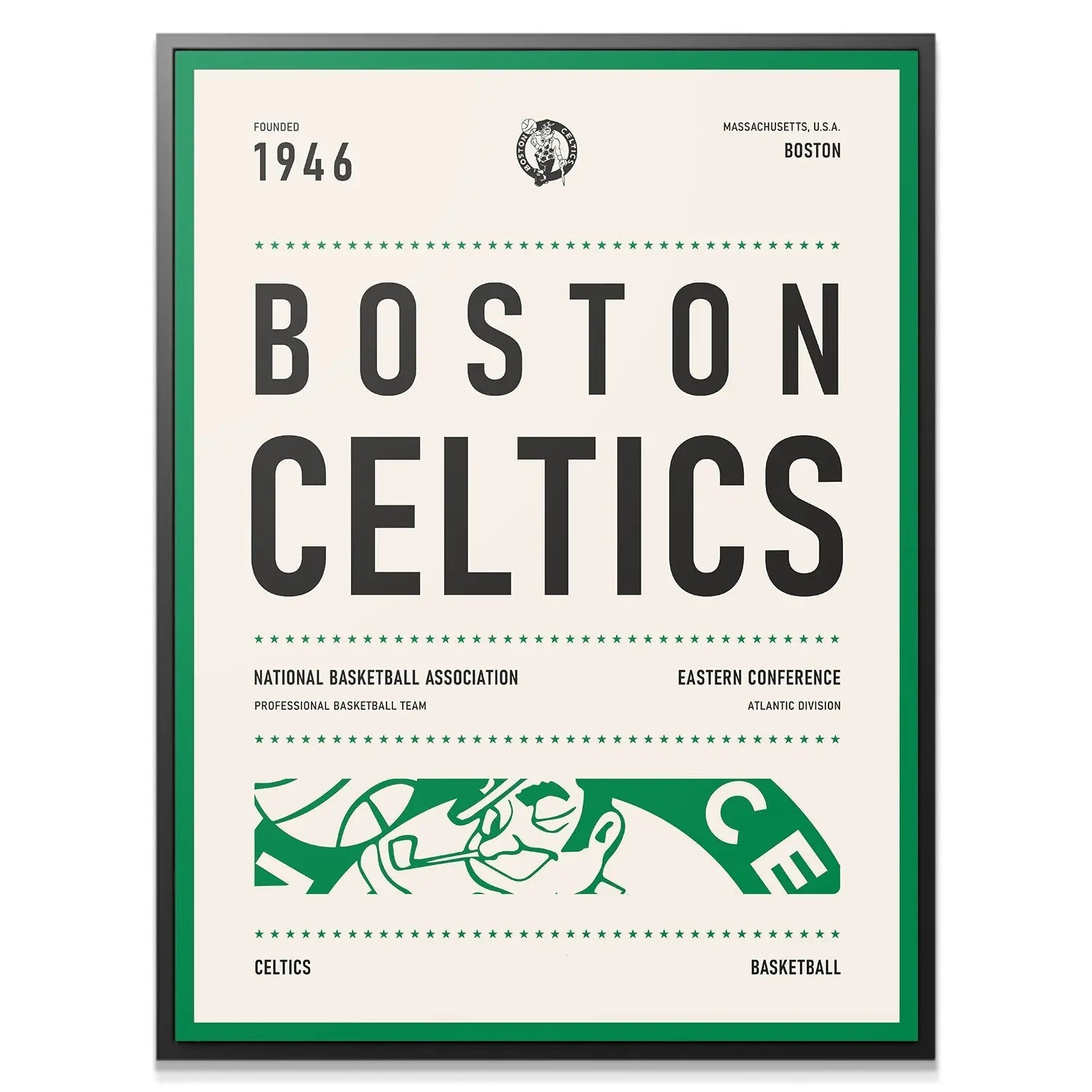 Team Poster - Celtics - Premium NBA Basketball Canvas Wall Art by MasterPeaceWall