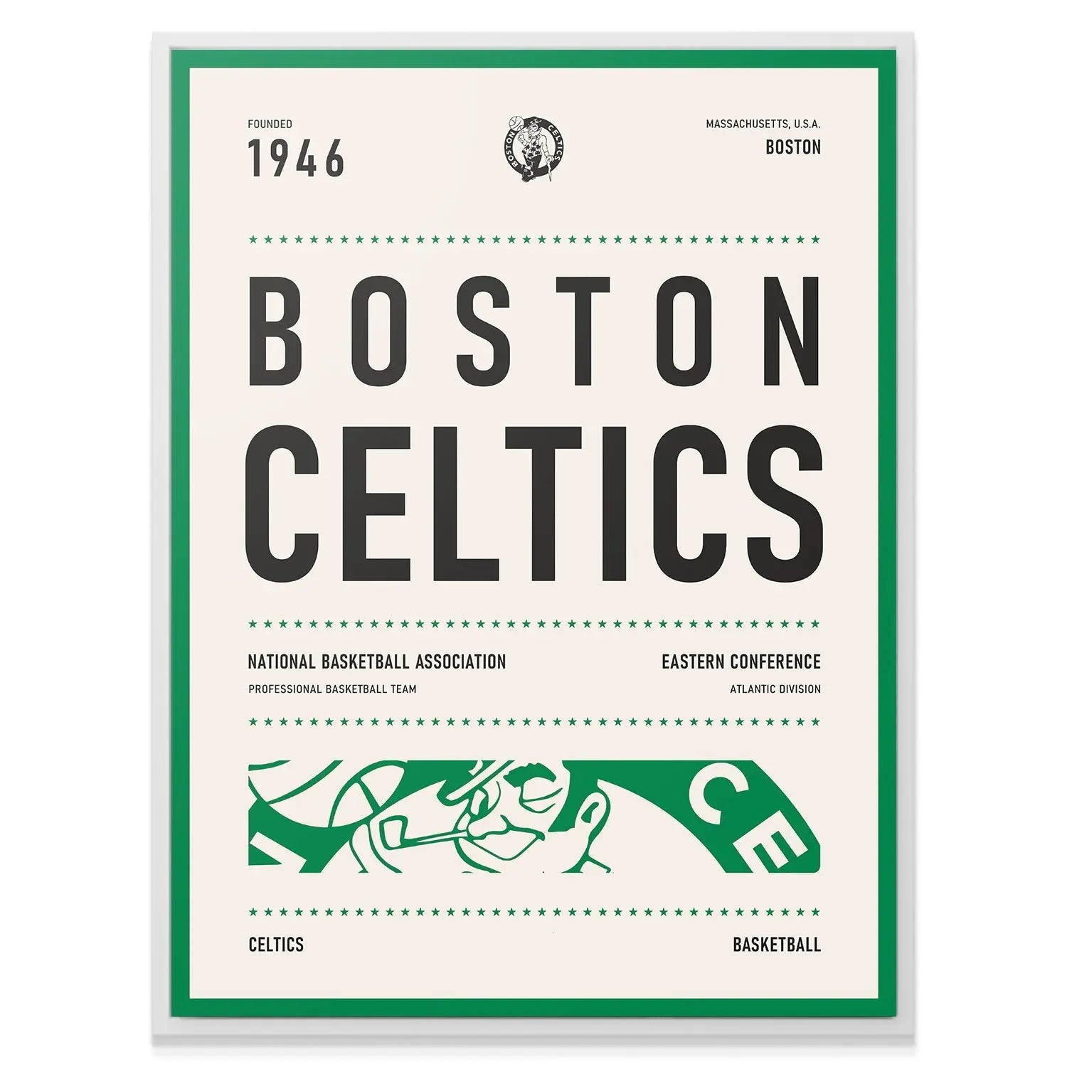 Team Poster - Celtics - Premium NBA Basketball Canvas Wall Art by MasterPeaceWall