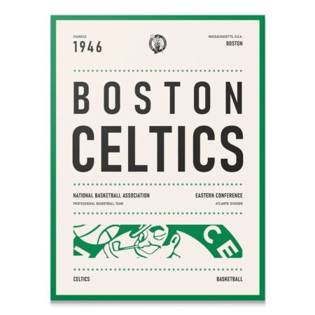 Team Poster - Celtics - Premium NBA Basketball Canvas Wall Art by MasterPeaceWall
