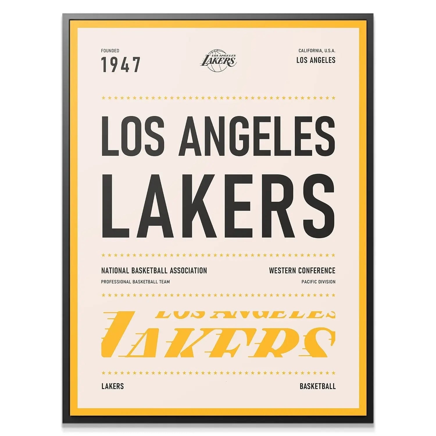 Team Poster - Lakers - Premium NBA Basketball Canvas Wall Art by MasterPeaceWall