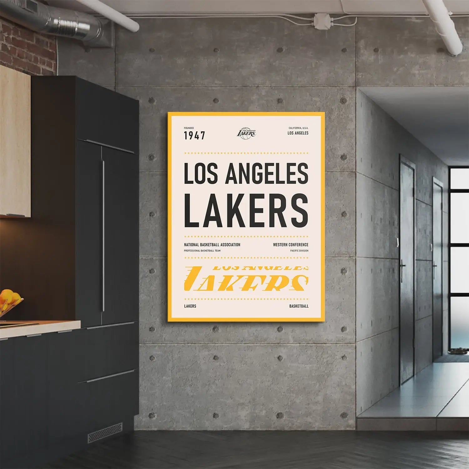 Team Poster - Lakers - Premium NBA Basketball Canvas Wall Art by MasterPeaceWall