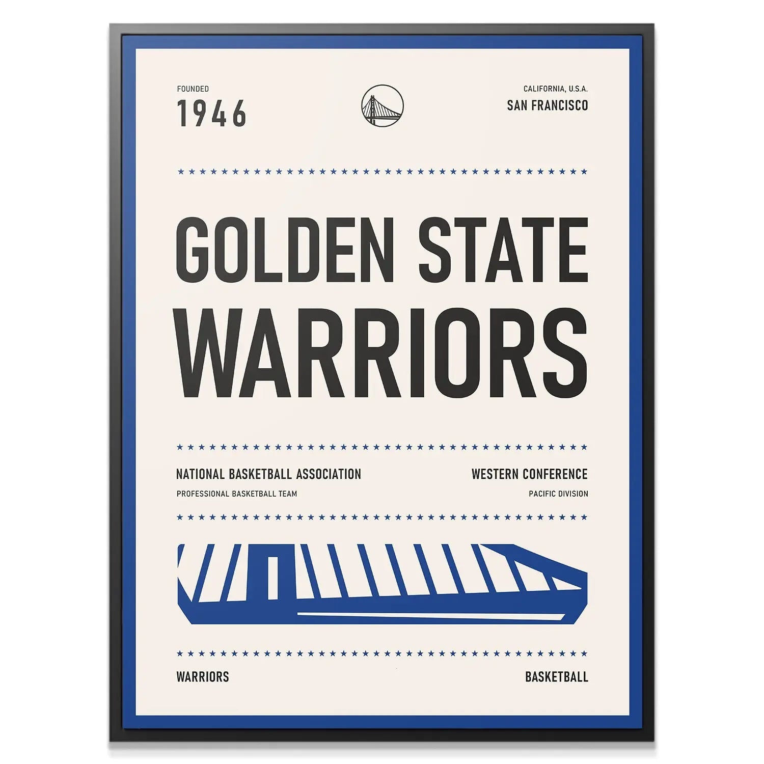 Team Poster - Warriors - Premium NBA Basketball Canvas Wall Art by MasterPeaceWall