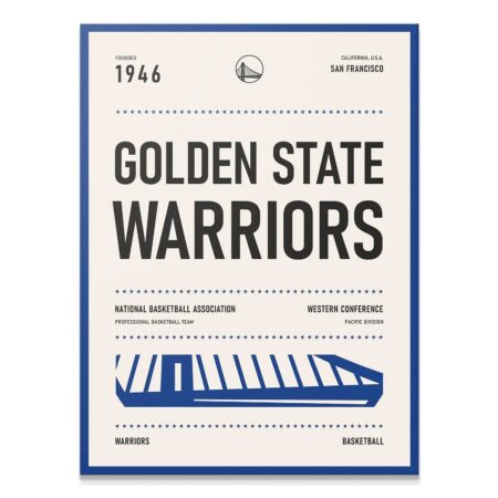 Team Poster - Warriors - Premium NBA Basketball Canvas Wall Art by MasterPeaceWall