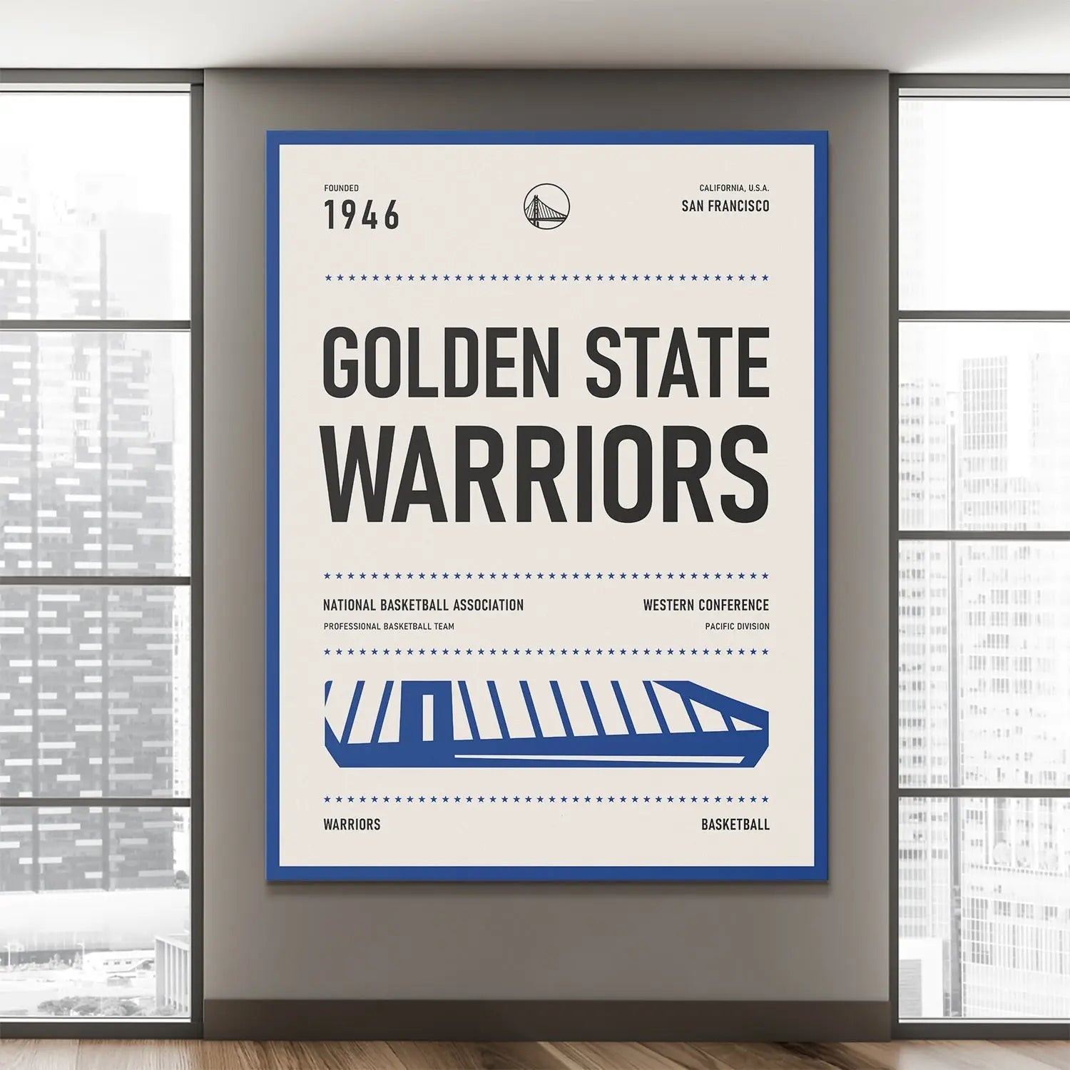Team Poster - Warriors - Premium NBA Basketball Canvas Wall Art by MasterPeaceWall