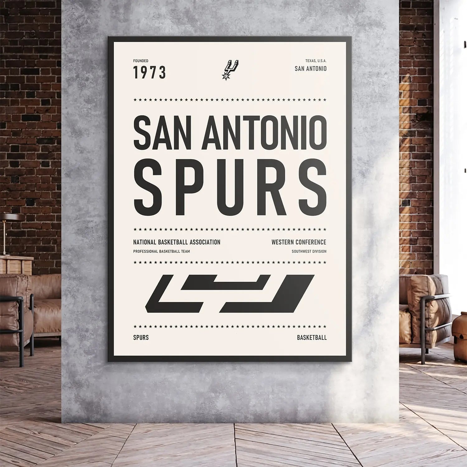 Team Poster - Spurs - Premium NBA Basketball Canvas Wall Art by MasterPeaceWall