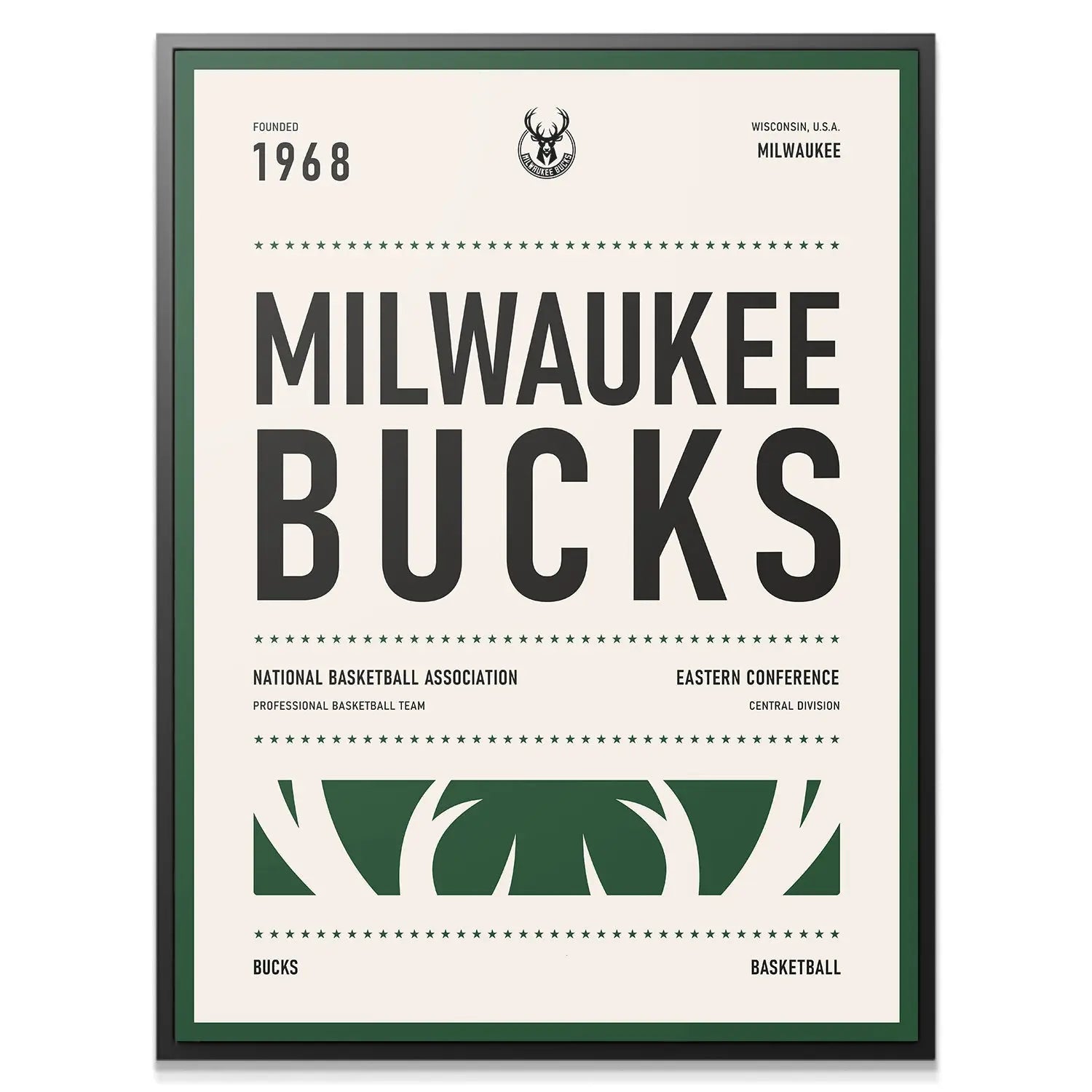 Team Poster - Bucks - Premium NBA Basketball Canvas Wall Art by MasterPeaceWall
