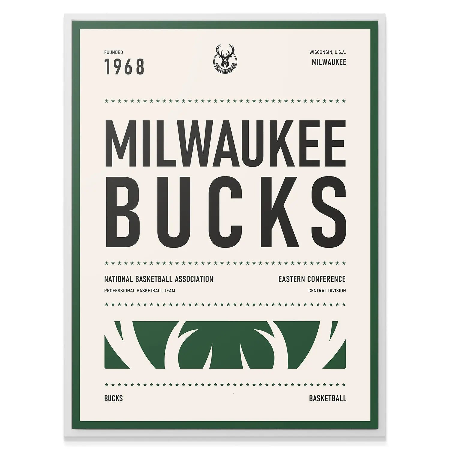 Team Poster - Bucks - Premium NBA Basketball Canvas Wall Art by MasterPeaceWall