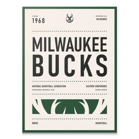 Team Poster - Bucks - Premium NBA Basketball Canvas Wall Art by MasterPeaceWall