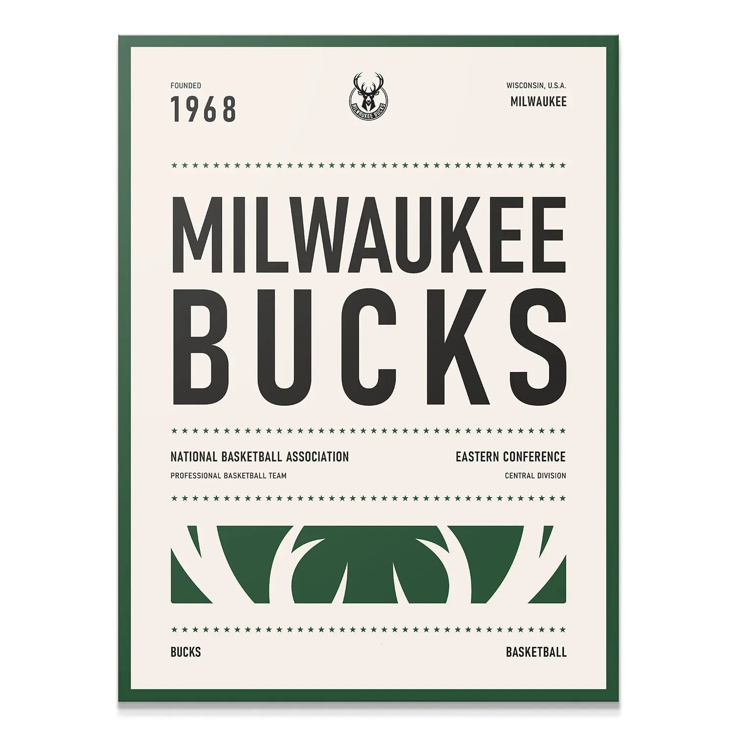 Team Poster - Bucks - Premium NBA Basketball Canvas Wall Art by MasterPeaceWall