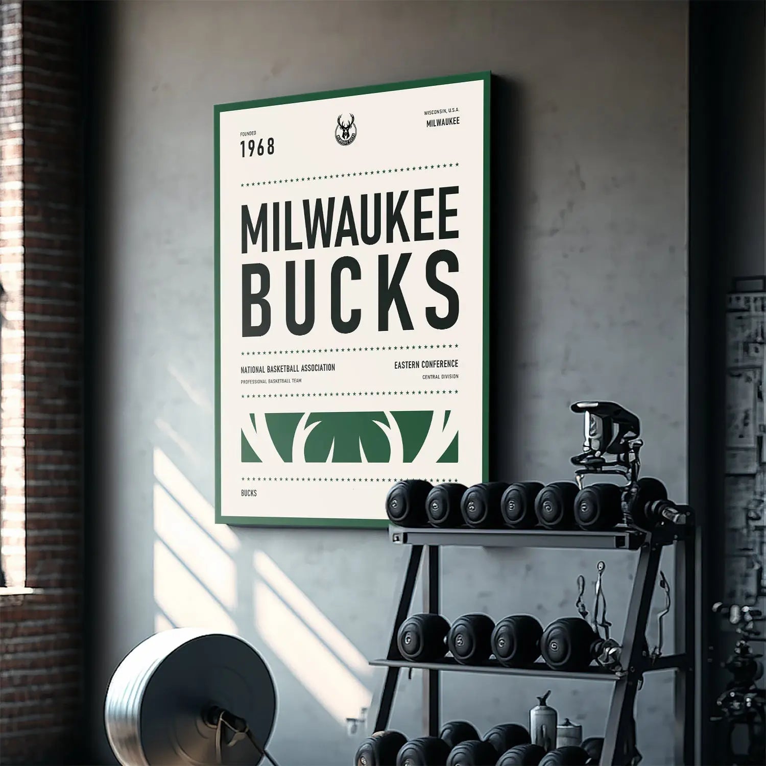 Team Poster - Bucks - Premium NBA Basketball Canvas Wall Art by MasterPeaceWall