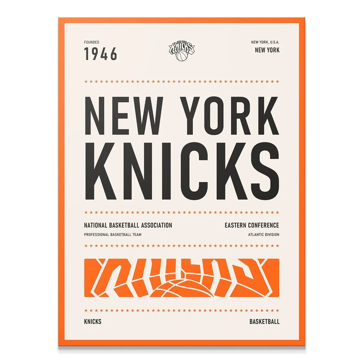 Team Poster - Knicks - Premium NBA Basketball Canvas Wall Art by MasterPeaceWall
