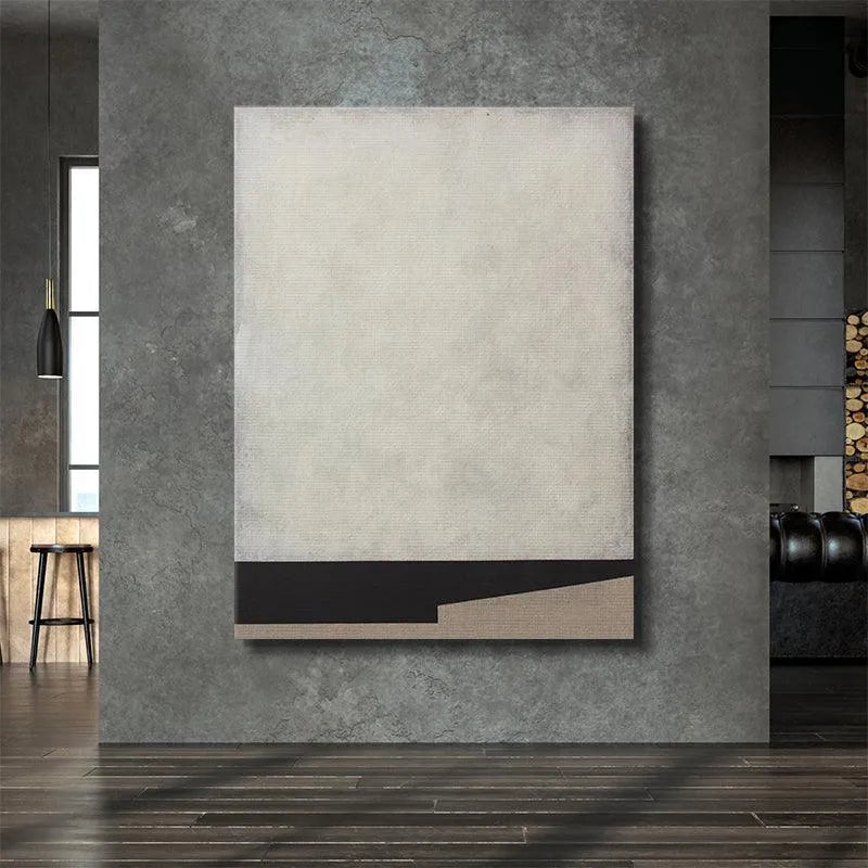 Lifestyle photo of Raw No. 5 installed above a modern, low-profile sofa.