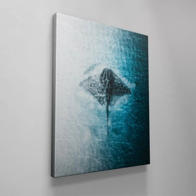 Wide view of the tranquil, deep blue marine environment presented by the 'Ray Of The Day' fine art print.