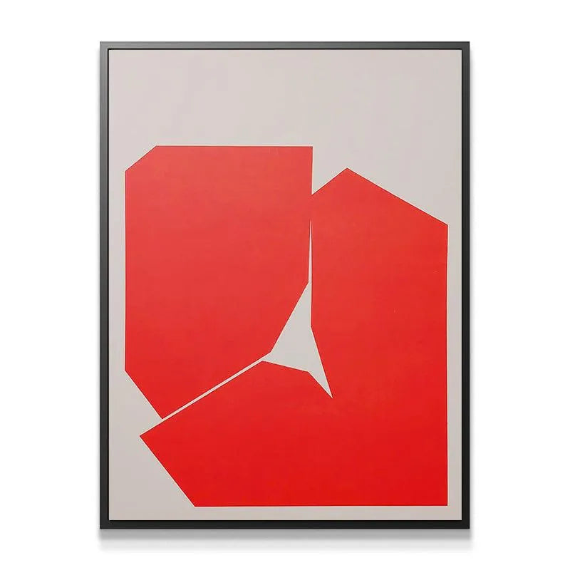 Close-up detail showing the sharp edges and texture of the vibrant Red Shapes artwork.