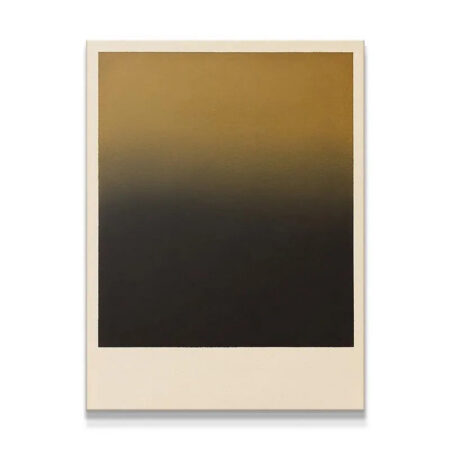 Full vertical view of the gradient art print titled Reflection, framed by a thick cream Polaroid border.