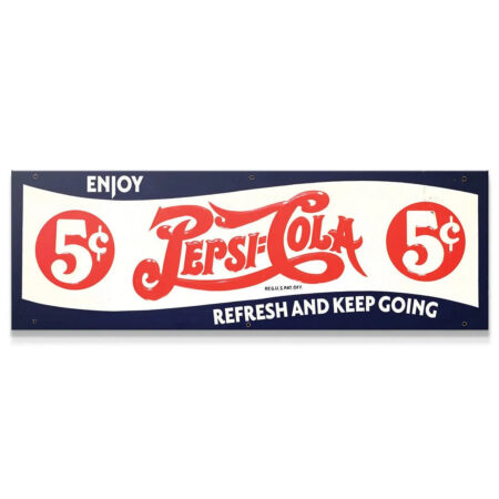 Vintage Pepsi-Cola script logo close-up detail promoting the message to Refresh And Keep Going.