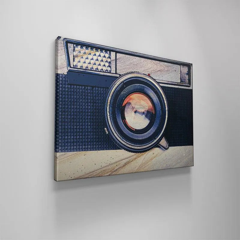 High-resolution canvas print depicting the legendary design of a film Retro Camera.