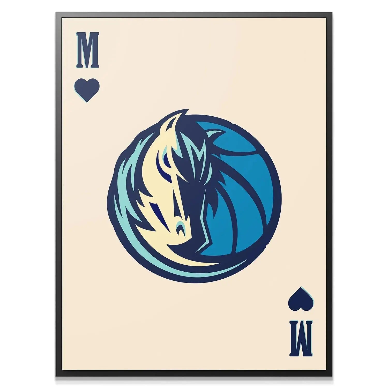 Close-up on the stylized horse head logo detail within the Retro Logo Card - Mavericks design.