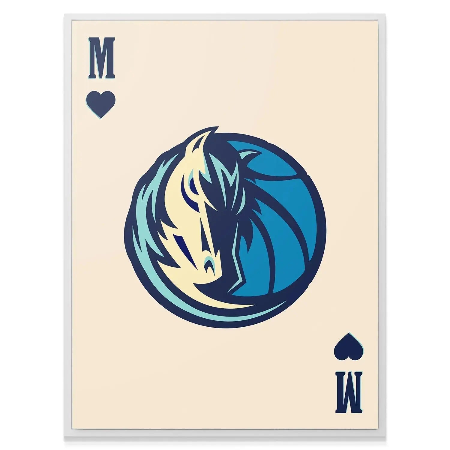 Detailed corner view showing the 'M' and heart suit on the Retro Logo Card - Mavericks.