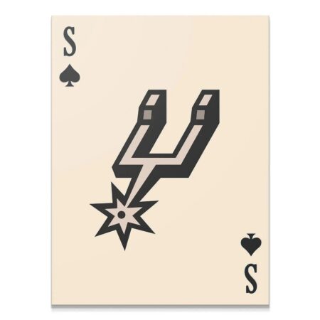 Full, centered view of the black and beige Retro Logo Card - Spurs art print on a neutral background.
