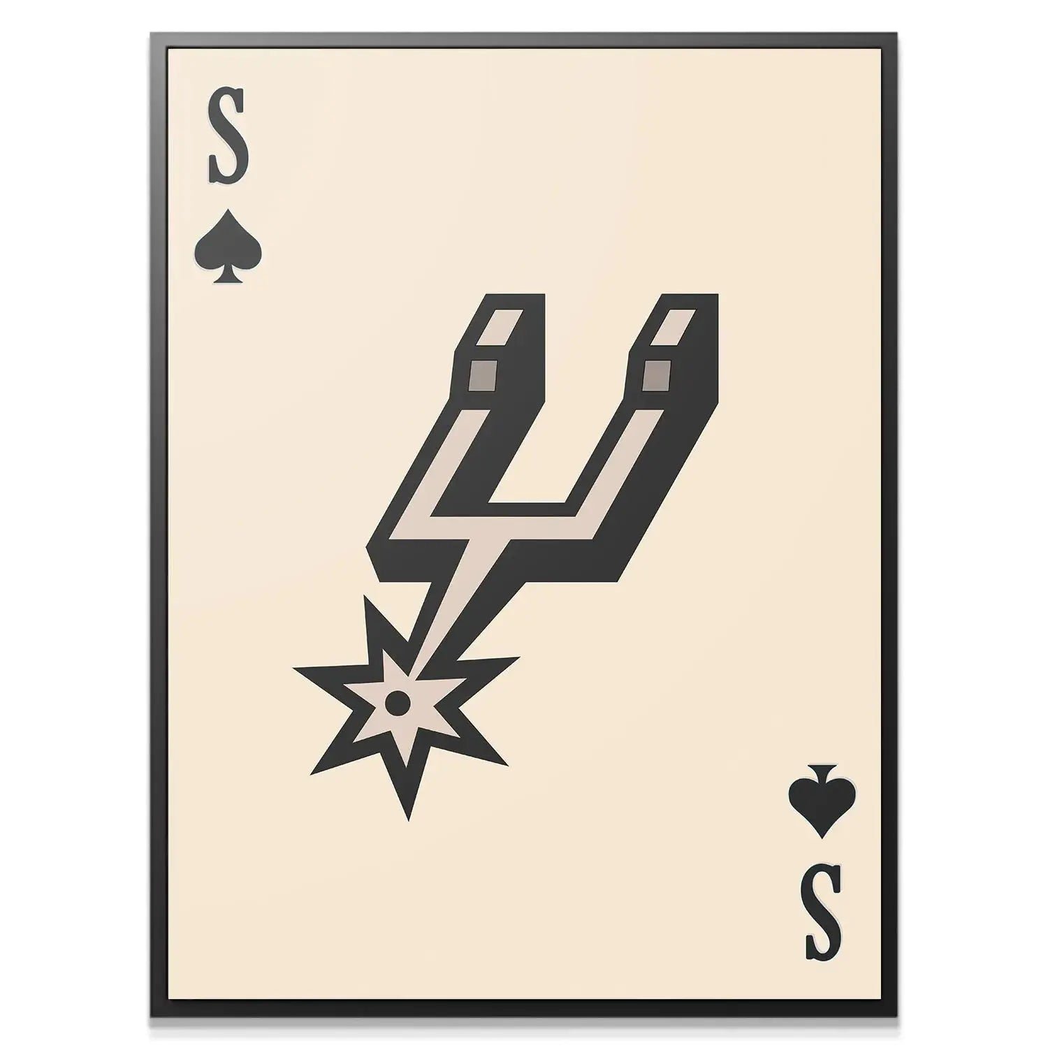 Close-up on the stylized retro spur symbol icon featured prominently on the Retro Logo Card - Spurs.