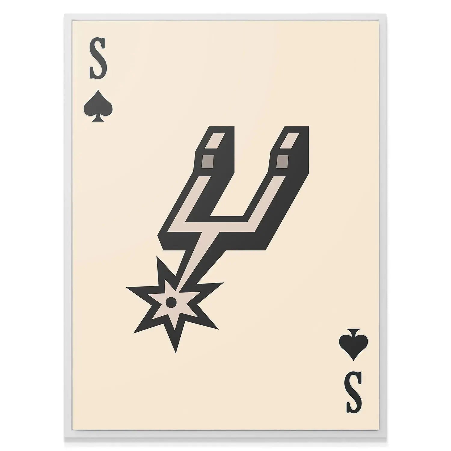 Detail shot of the top left 'S' index and spade suit symbol utilized on the Retro Logo Card - Spurs.