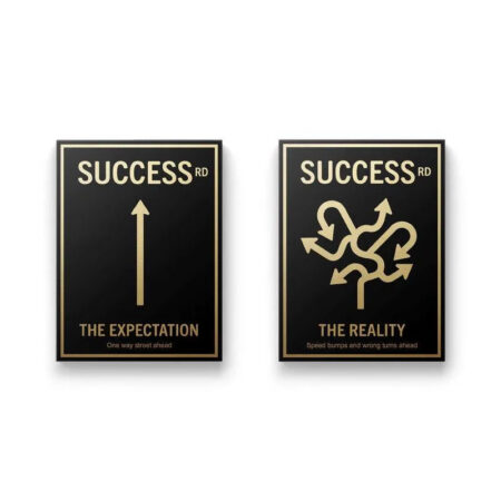 Full view of the dual panel minimalist Road to Success Set artwork on white background