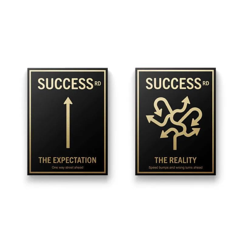 Side angle perspective of the framed motivational prints included in the Road to Success Set